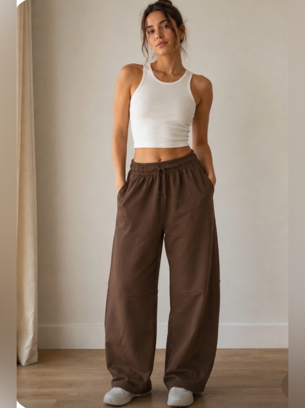 NWT Mittoshop Wide-Leg Barrel Sweatpants ~ Expresso Brown